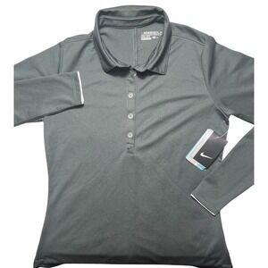 Nike Womens Sz M Long Sleeve Dri-FIT Stretch Tech Golf Polo Button Logo NWT-1641